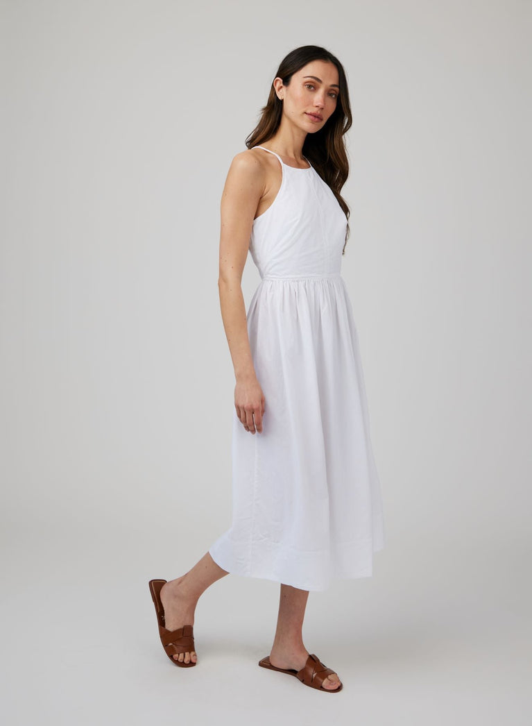 Bella Dahl Fitted Midi Halter Dress - White