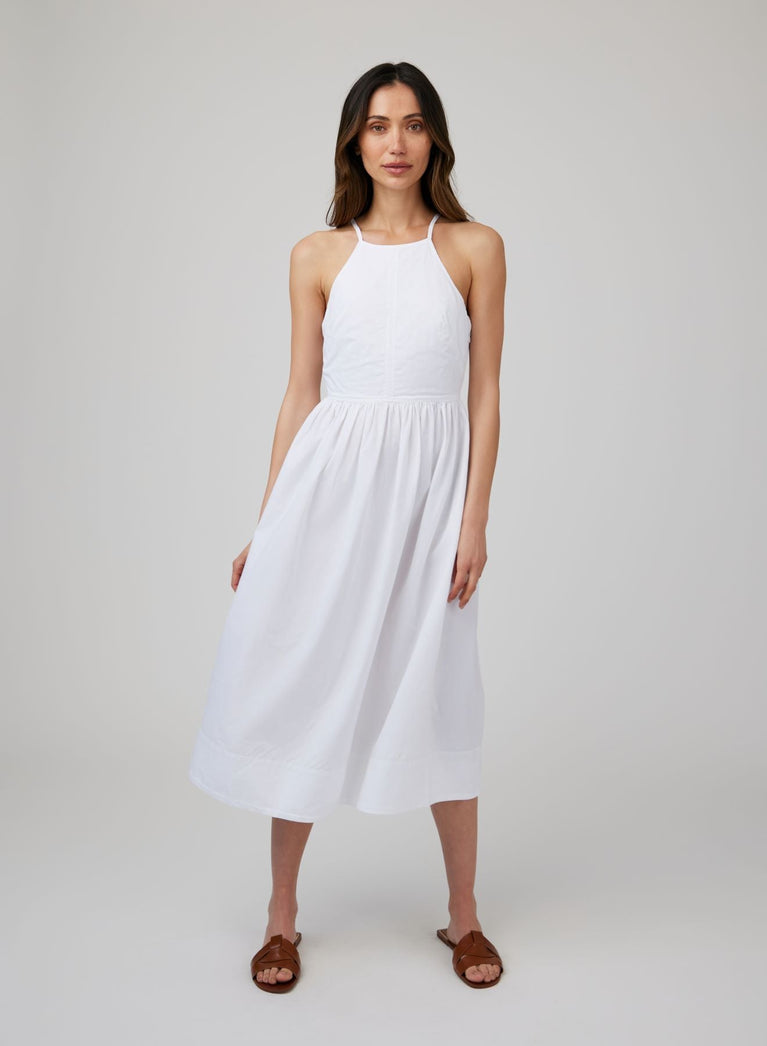 bella dahl Fitted Midi Halter Dress - White