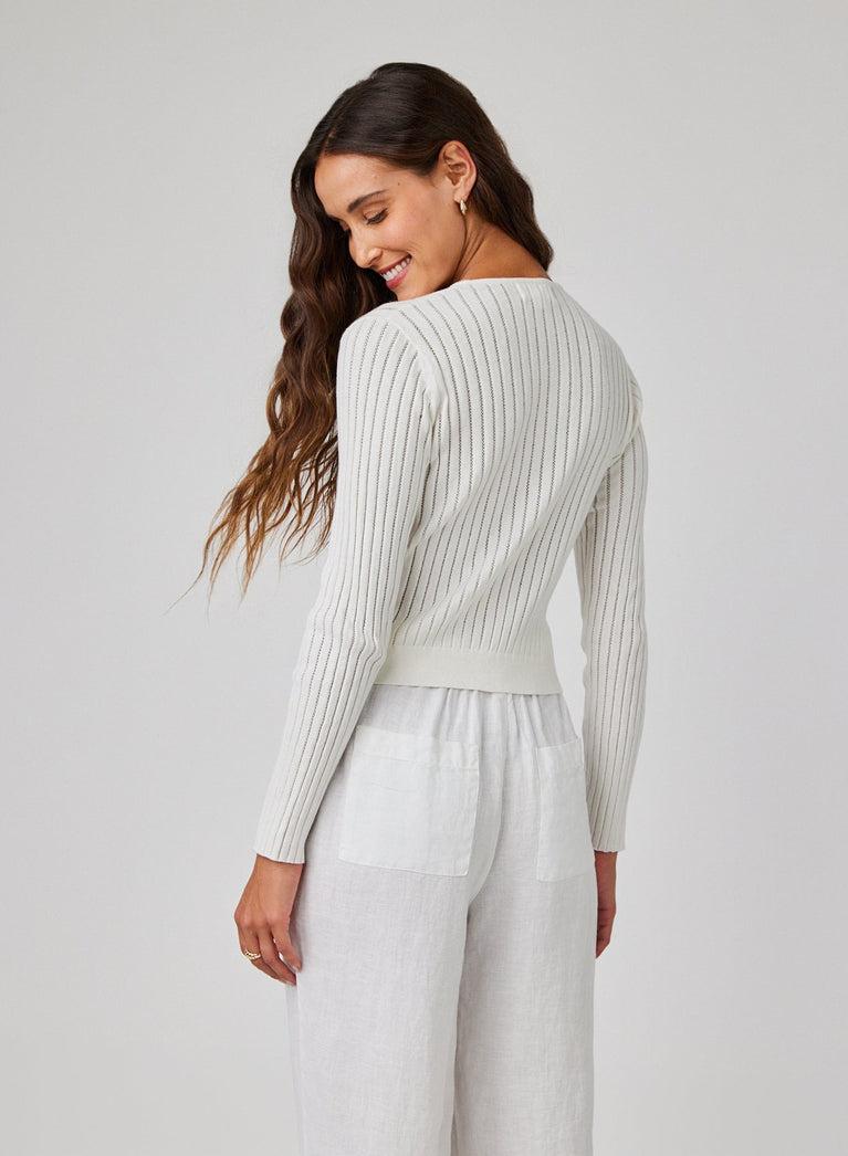 Bella Dahl Fitted V-Neck Cardigan - White