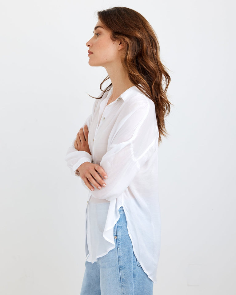 Bella Dahl Flowy Beach Shirt - White