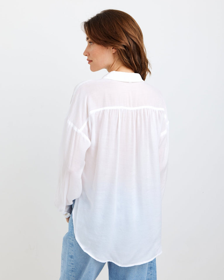 Bella Dahl Flowy Beach Shirt - White