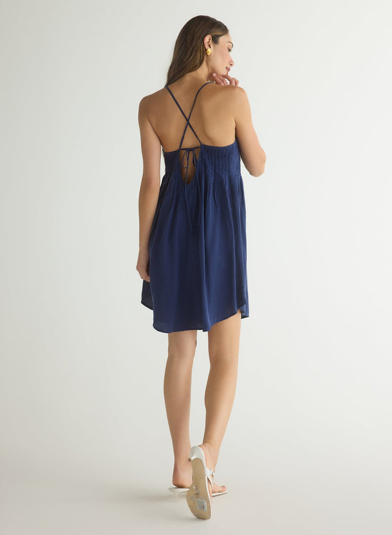 Bella Dahl Flowy Pintuck Dress - Summer Navy