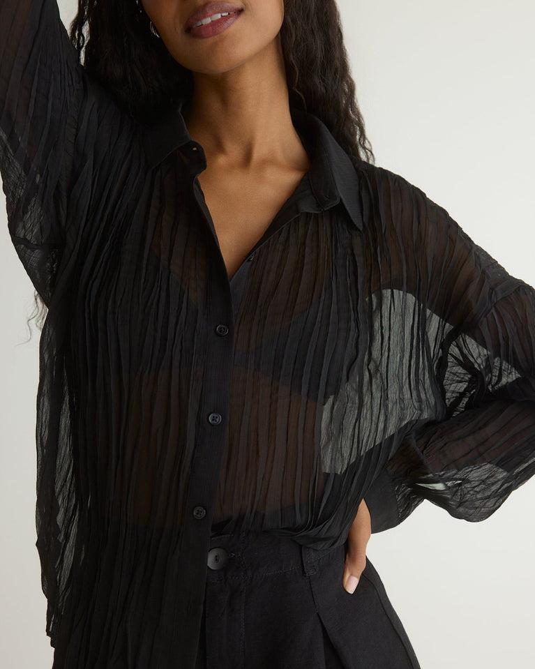 bella dahl Flowy Pleated Shirt - Black
