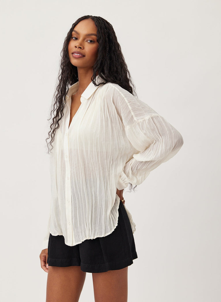 Bella Dahl Flowy Pleated Shirt - French Ivory