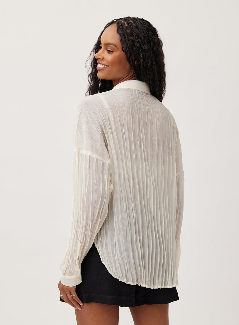Bella Dahl Flowy Pleated Shirt - French Ivory