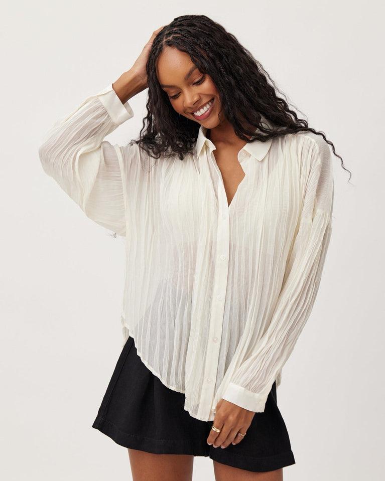 bella dahl Flowy Pleated Shirt - French Ivory