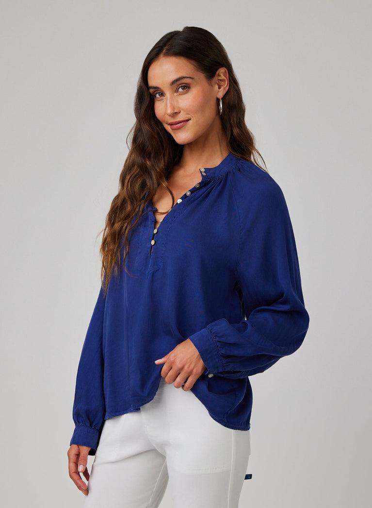 Bella Dahl Flowy Pullover Raglan - Navy Coast