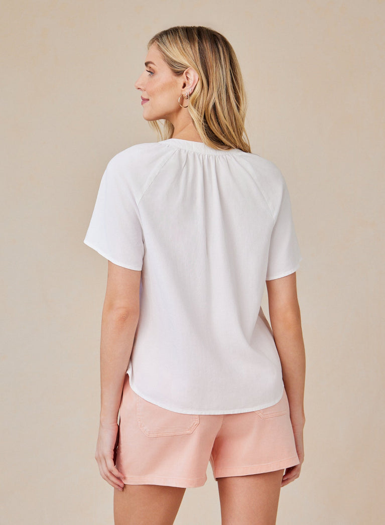 Bella Dahl Flowy Short Sleeve Pullover - White