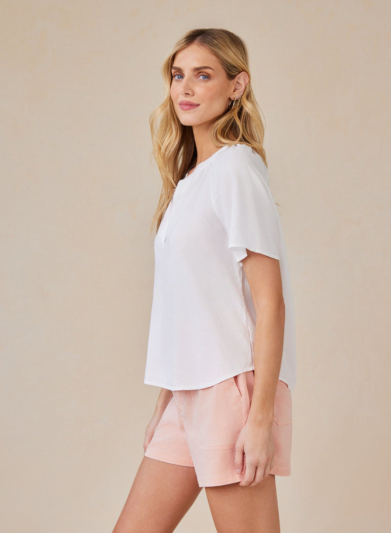 Bella Dahl Flowy Short Sleeve Pullover - White