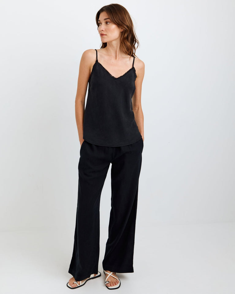 Bella Dahl Frayed Tencel Cami - Vintage Black