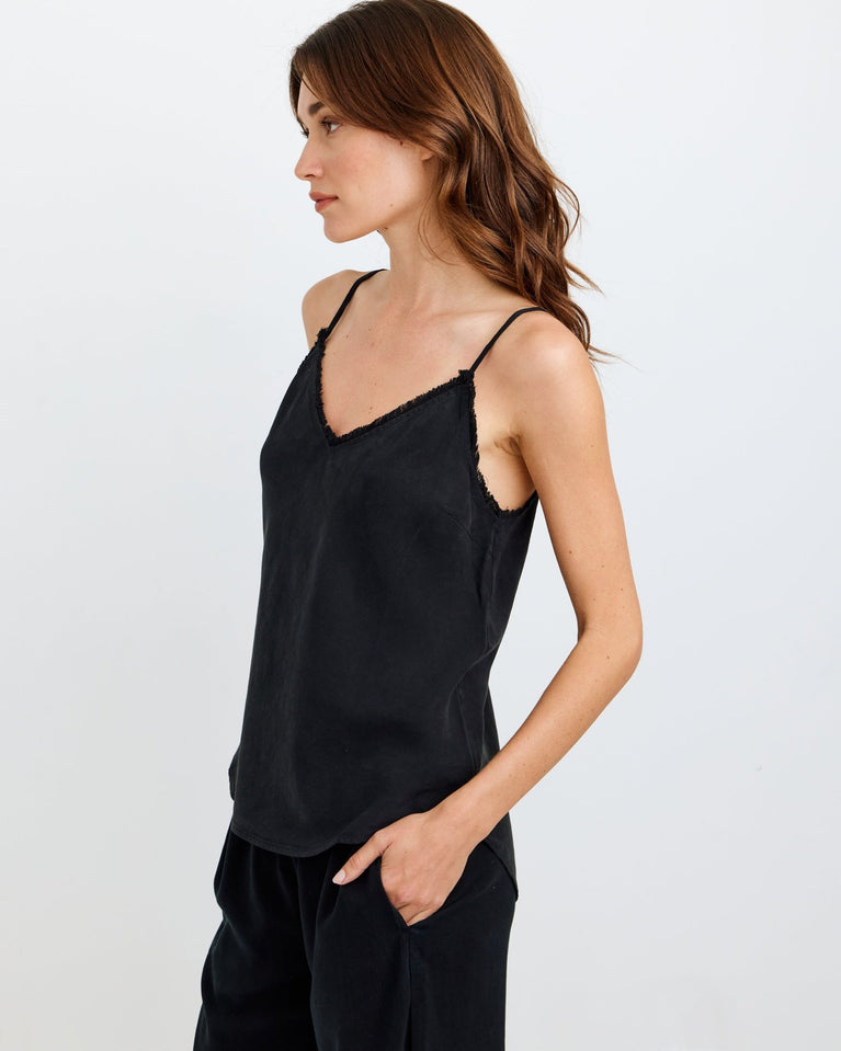 Bella Dahl Frayed Tencel Cami - Vintage Black