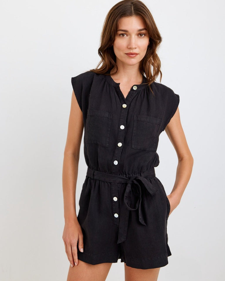 bella dahl Lace Inset Romper - Black