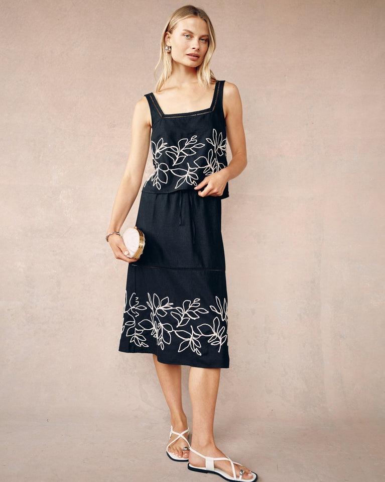 Bella Dahl Ladder Trim Midi Skirt - Black