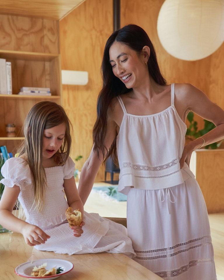 bella dahl Lattice Lace Trim Strappy Cami - White