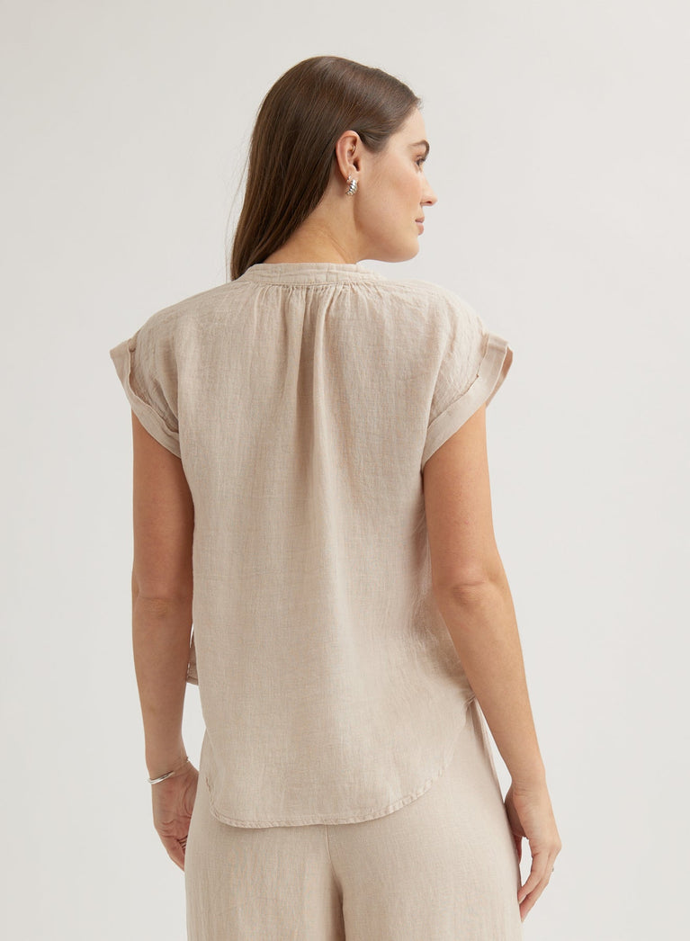 Bella Dahl Linen Cap Sleeve Pullover - Linen Sand