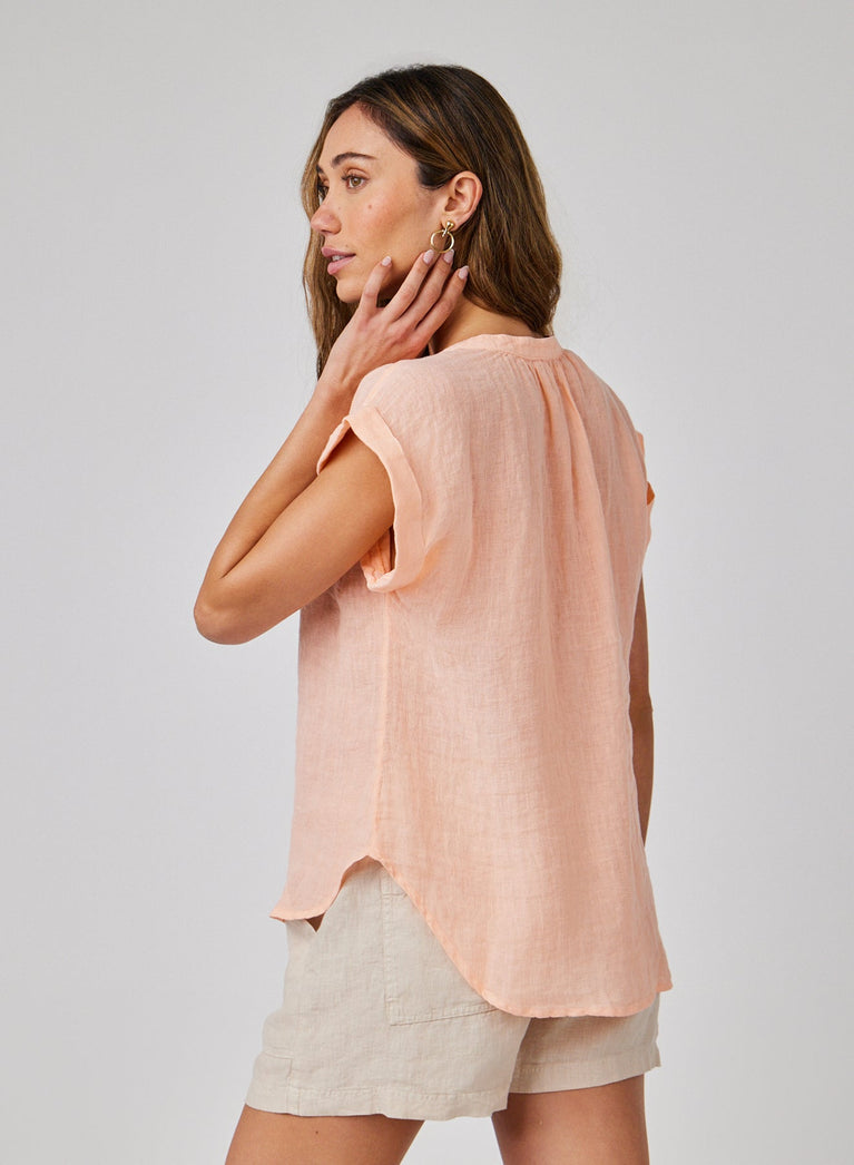 Bella Dahl Linen Cap Sleeve Pullover - Peach Fizz