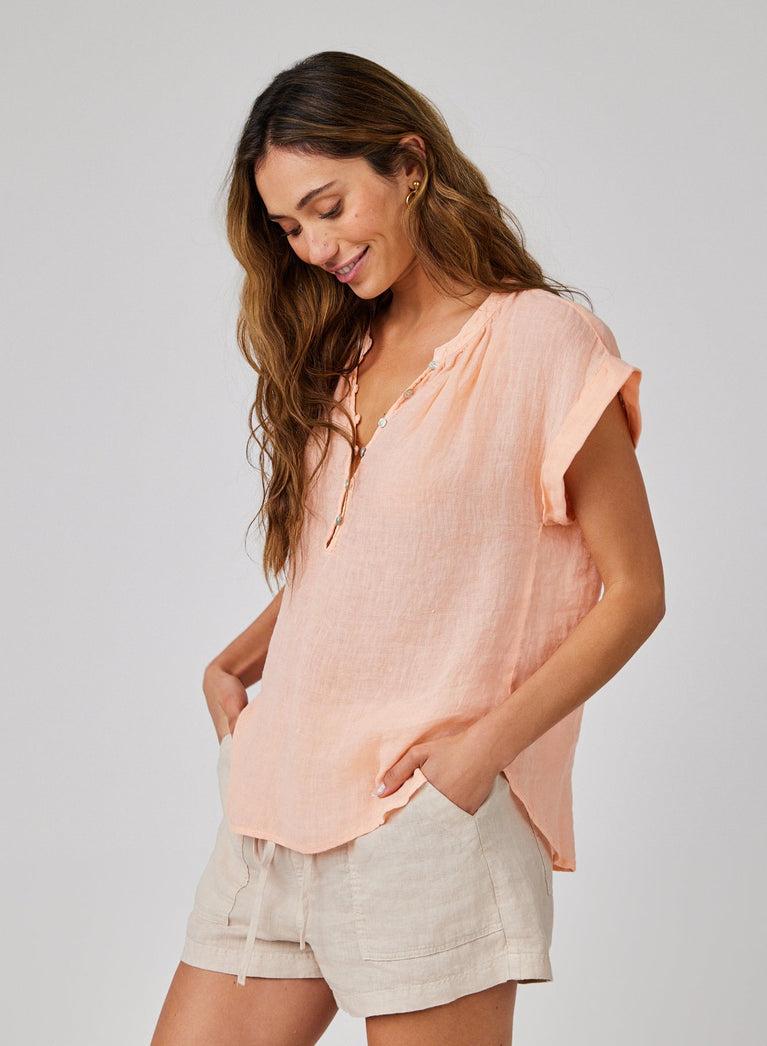 Bella Dahl Linen Cap Sleeve Pullover - Peach Fizz