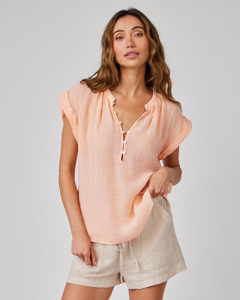 bella dahl Linen Cap Sleeve Pullover - Peach Fizz