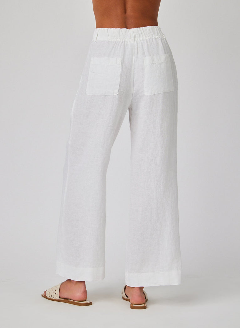 Bella Dahl Linen Pleated Wide Leg Ankle Pant - White