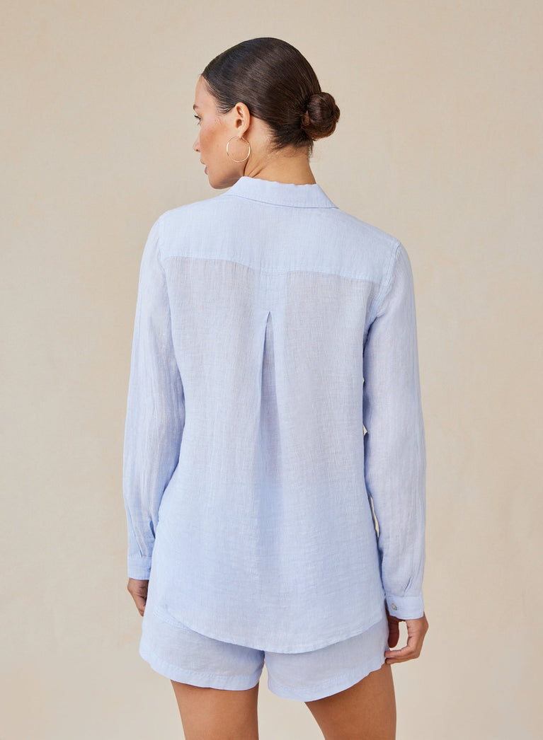 Bella Dahl Linen Pocket Button Down - Perennial Blue