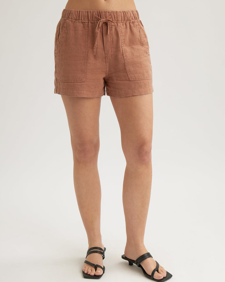 bella dahl Linen Pocket Short - Terracotta Brown