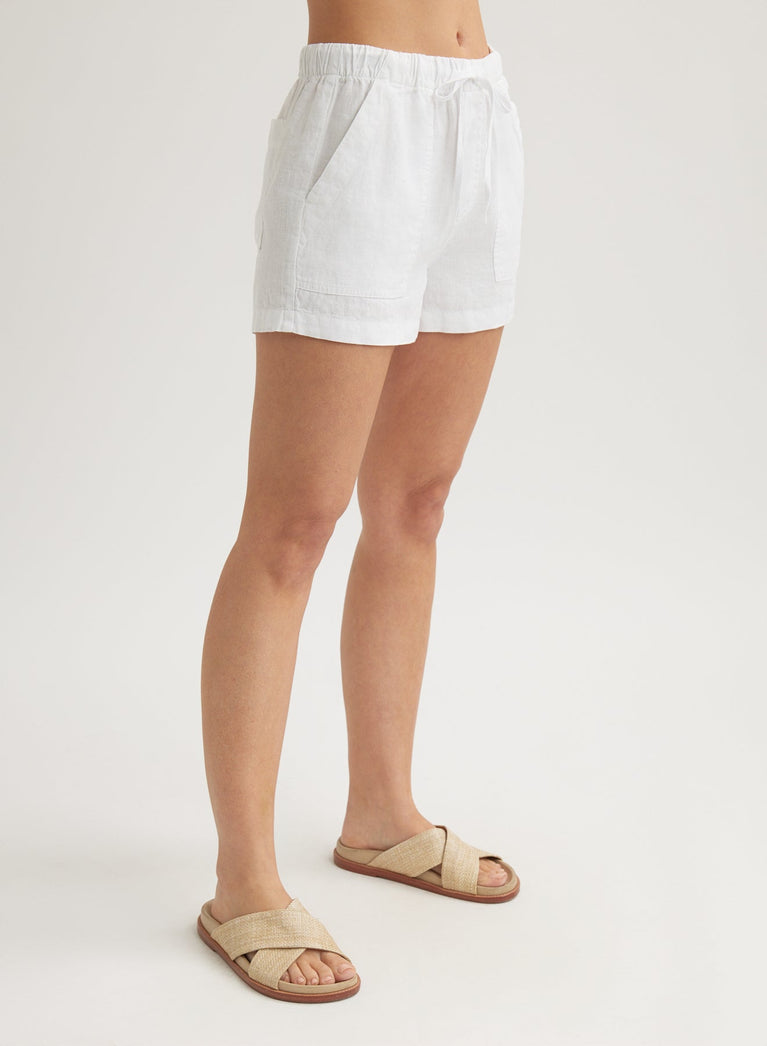 Bella Dahl Linen Pocket Short - White