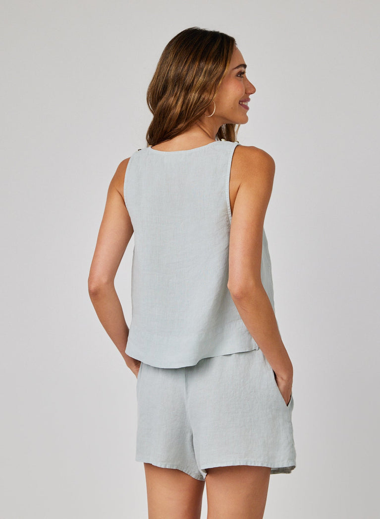 Bella Dahl Linen Scoop Neck Tank - Muted Sage