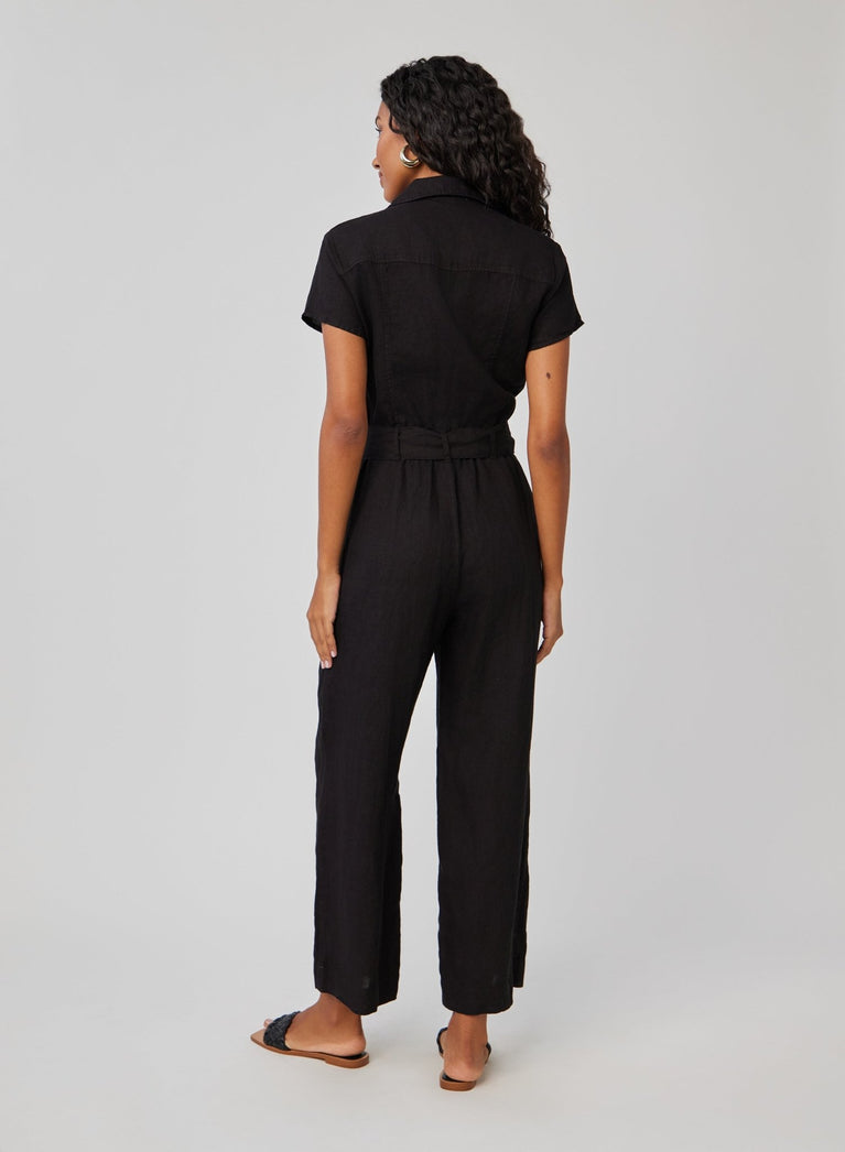 Bella Dahl Linen Seamed Jumpsuit - Black