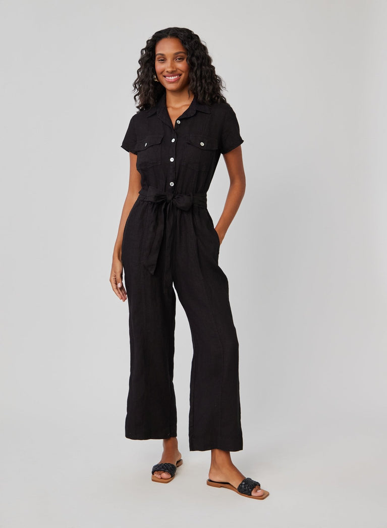 bella dahl Linen Seamed Jumpsuit - Black