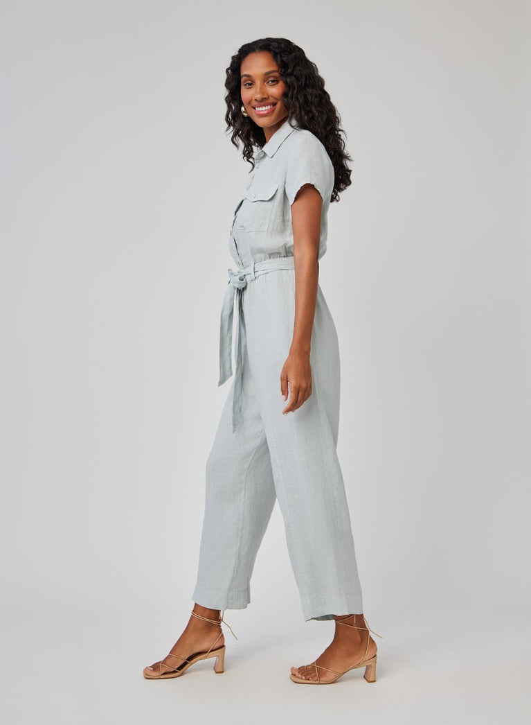 Bella Dahl Linen Seamed Jumpsuit - Muted Sage