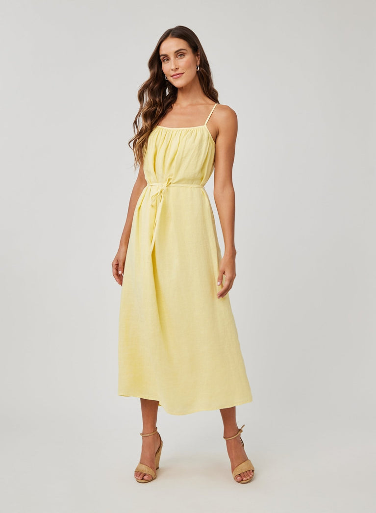 bella dahl Linen Shirred Maxi Dress - Dahlia Yellow