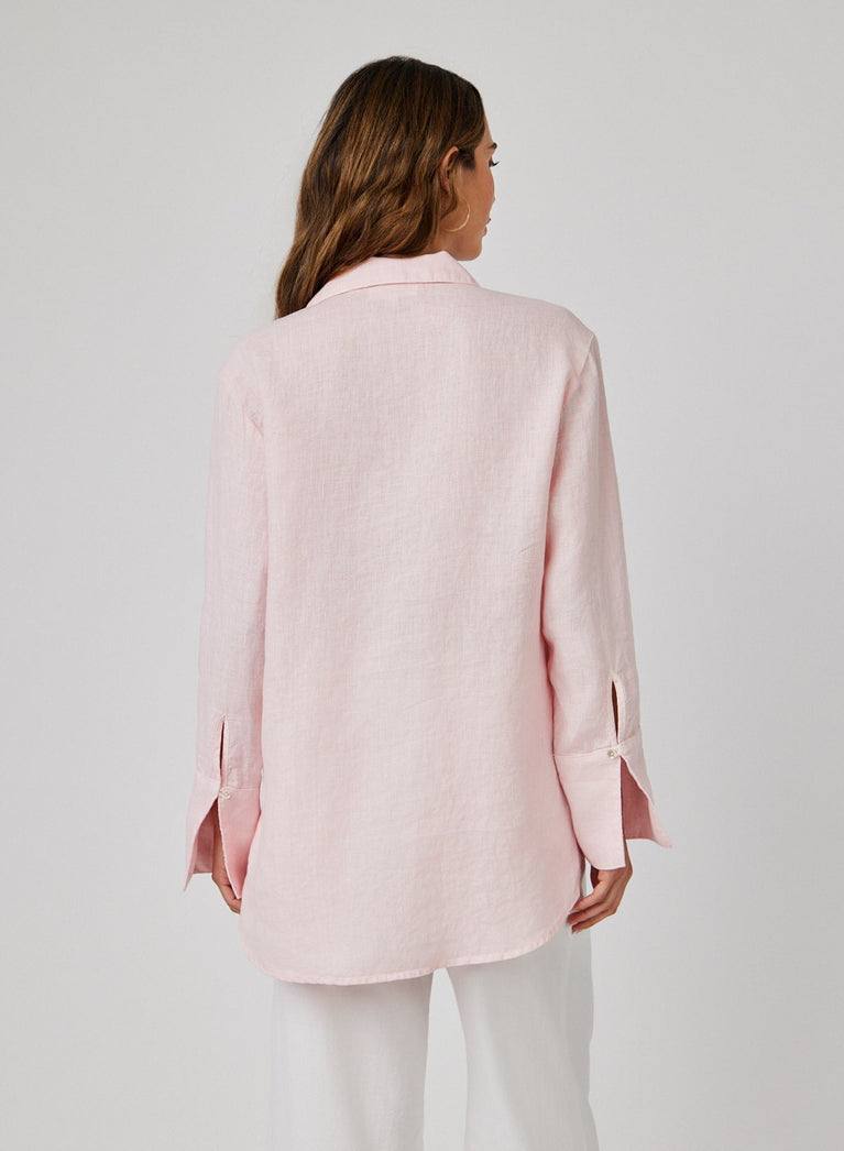 Bella Dahl Linen Tie Neck Tunic - Pastel Pink