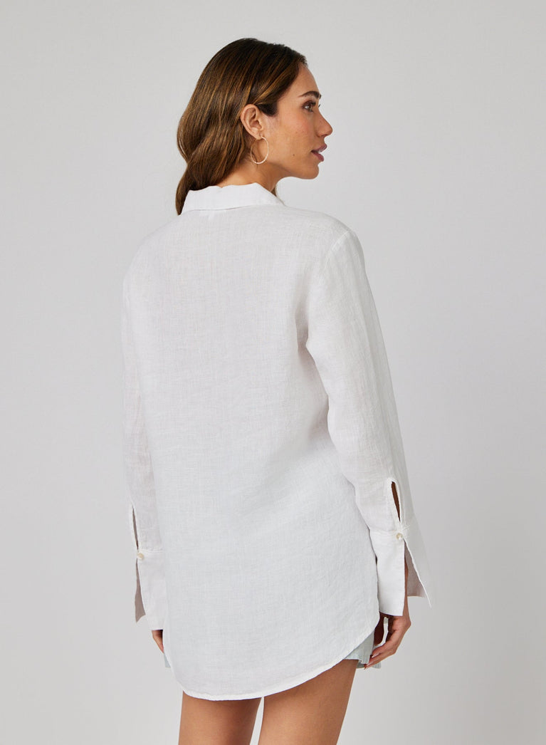 Bella Dahl Linen Tie Neck Tunic - White