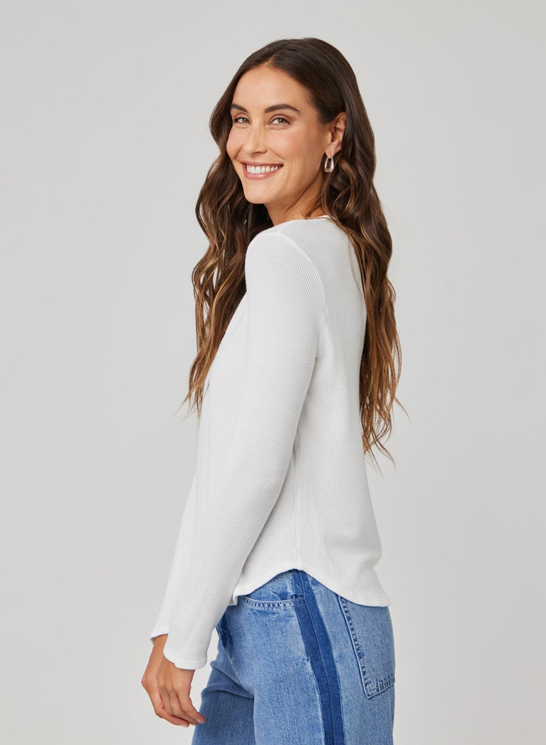 Bella Dahl Long Sleeve Wide Placket Henley - White