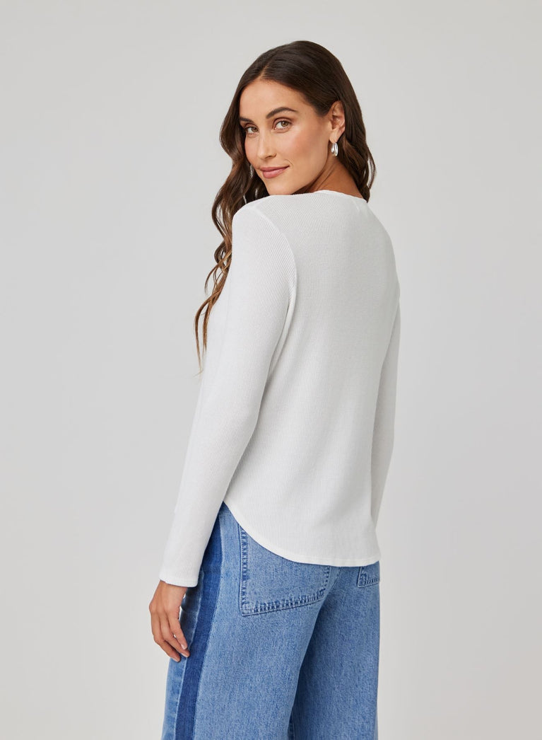 Bella Dahl Long Sleeve Wide Placket Henley - White