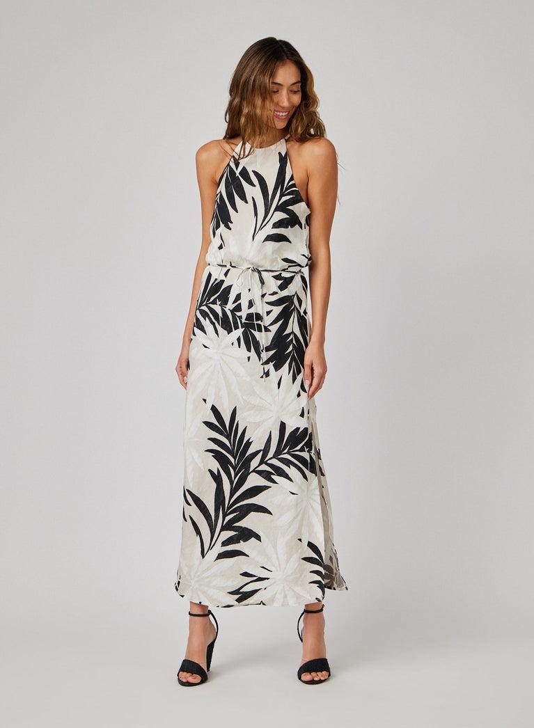 Bella Dahl Maxi Halter Dress - Maui Palm Print
