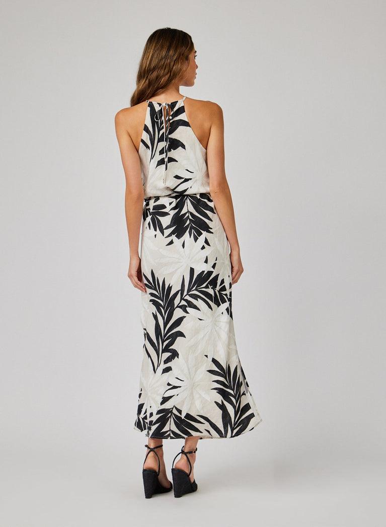 Bella Dahl Maxi Halter Dress - Maui Palm Print