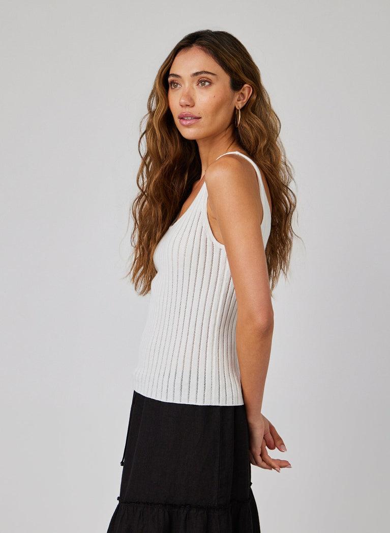 Bella Dahl Open Knit Tank - White