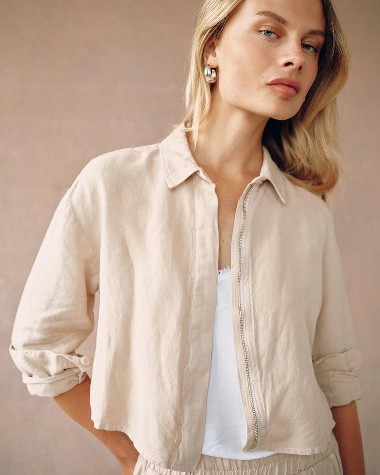 Bella Dahl Oversized Cropped Shacket - Moroccan Sand