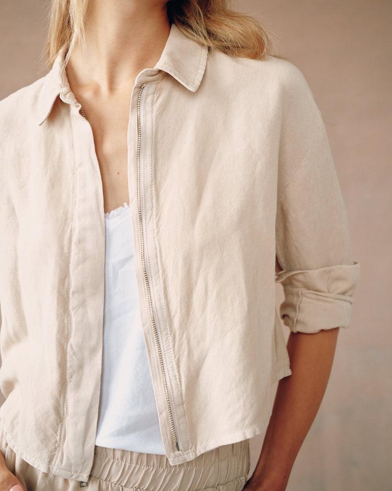 Bella Dahl Oversized Cropped Shacket - Moroccan Sand