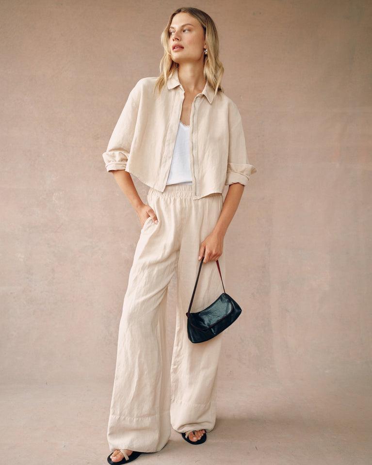 bella dahl Oversized Cropped Shacket - Moroccan Sand