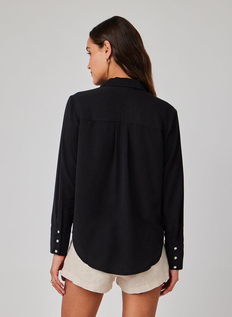 Bella Dahl Pintuck Button Down - Black