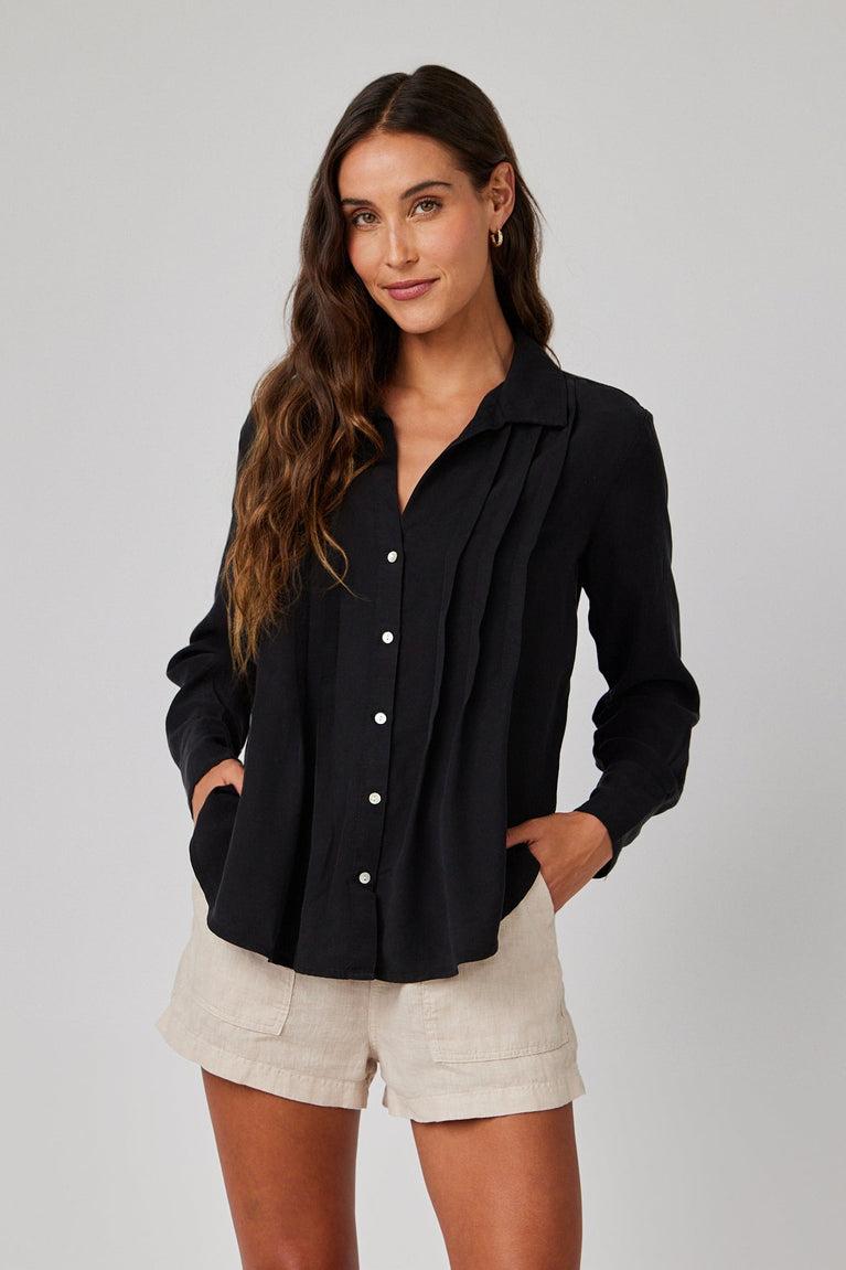 bella dahl Pintuck Button Down - Black