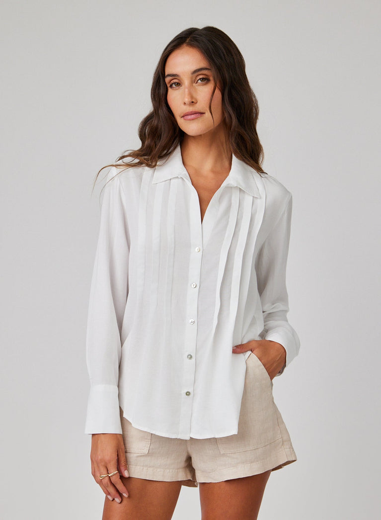 bella dahl Pintuck Button Down - White