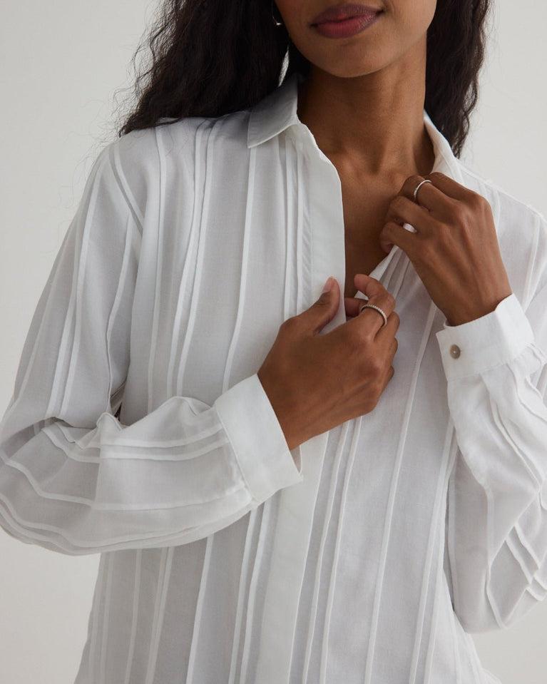 bella dahl Pintuck Hidden Placket Shirt - White