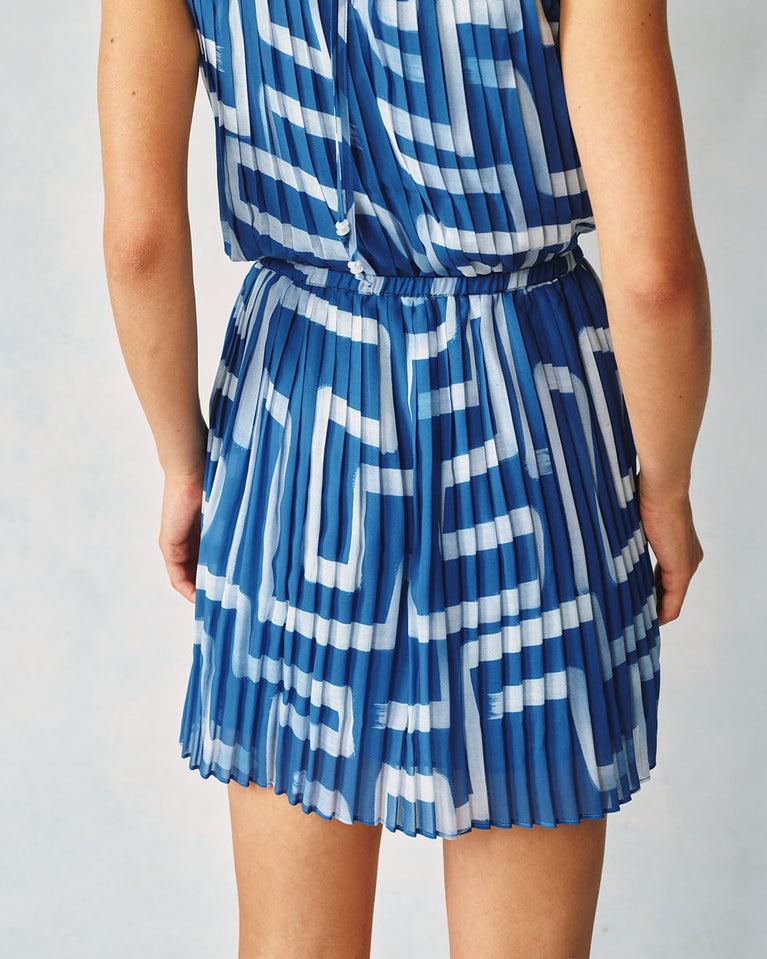 Bella Dahl Pleated Mini Skirt - Coastal Line Print