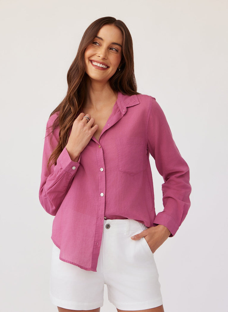 Bella Dahl Pocket Button Down - Amethyst Rose