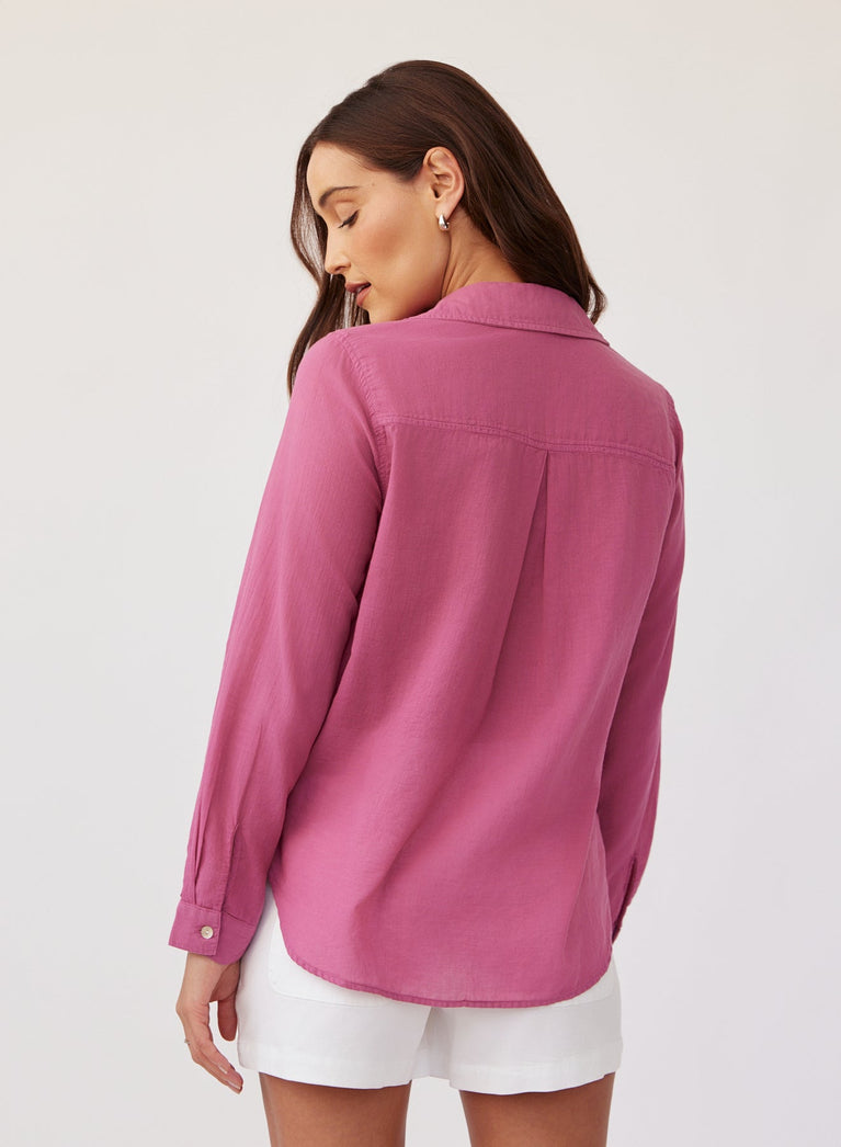 Bella Dahl Pocket Button Down - Amethyst Rose