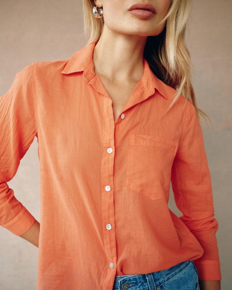 Bella Dahl Pocket Button Down - Bright Tangerine
