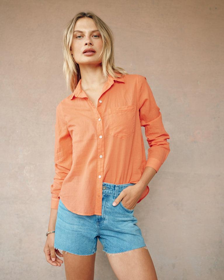 bella dahl Pocket Button Down - Bright Tangerine